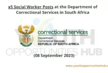 Photo of x5 Social Worker Posts at the Department of Correctional Services in South Africa
