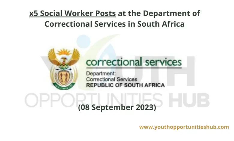 x5 Social Worker Posts at the Department of Correctional Services in South Africa