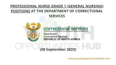 Photo of PROFESSIONAL NURSE GRADE 1 (GENERAL NURSING) POSITIONS AT THE DEPARTMENT OF CORRECTIONAL SERVICES