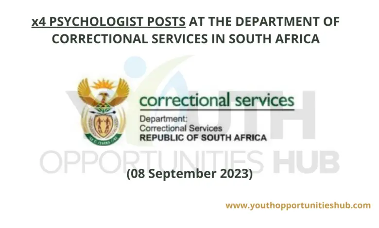 x4 PSYCHOLOGIST POSTS AT THE DEPARTMENT OF CORRECTIONAL SERVICES IN SOUTH AFRICA