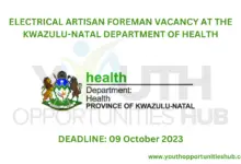 Photo of ELECTRICAL ARTISAN FOREMAN VACANCY AT THE KWAZULU-NATAL DEPARTMENT OF HEALTH