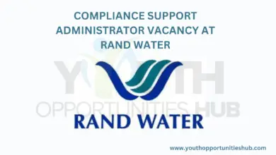 Photo of COMPLIANCE SUPPORT ADMINISTRATOR VACANCY AT RAND WATER
