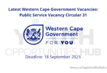 Photo of Latest Western Cape Government Vacancies: Public Service Vacancy Circular 31