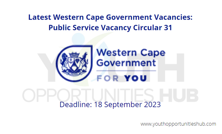 Latest western cape government vacancies