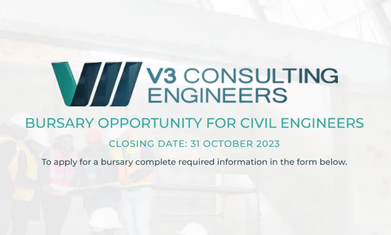 V3 CONSULTING ENGINEERS BURSARY OPPORTUNITY FOR CIVIL ENGINEERS: Applicants must be South African citizens
