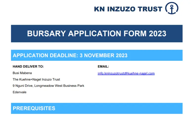 KN INZUZO invites applications for a bursary opportunity from black South African women who are in financial need