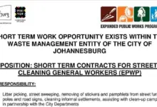 Photo of STREET CLEANING GENERAL WORKERS SHORT-TERM CONTRACTS: CITY OF JOHANNESBURG WASTE MANAGEMENT ENTITY