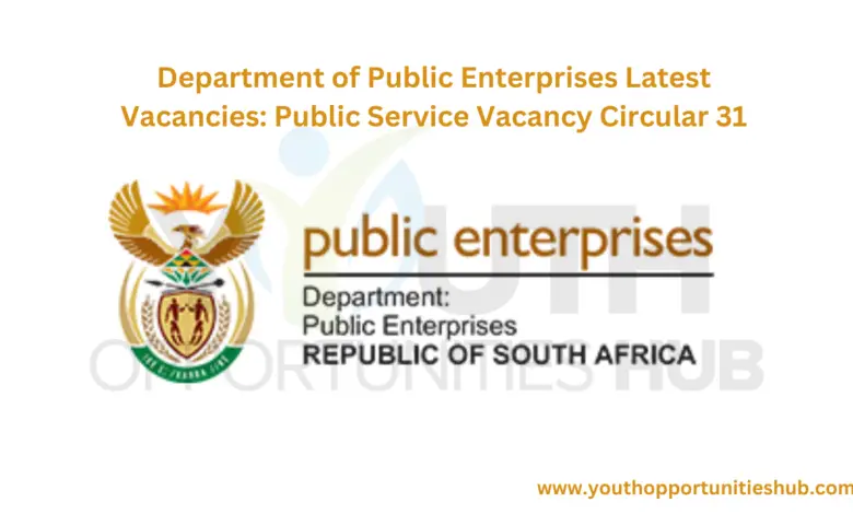 Department of Public Enterprises Latest Vacancies: Public Service Vacancy Circular 31