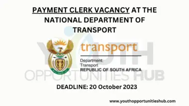 Photo of PAYMENT CLERK VACANCY AT THE NATIONAL DEPARTMENT OF TRANSPORT