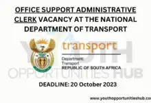 Photo of OFFICE SUPPORT ADMINISTRATIVE CLERK VACANCY AT THE NATIONAL DEPARTMENT OF TRANSPORT