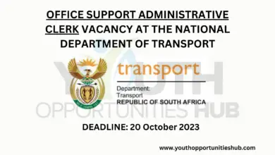 Photo of OFFICE SUPPORT ADMINISTRATIVE CLERK VACANCY AT THE NATIONAL DEPARTMENT OF TRANSPORT