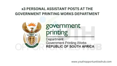 Photo of x3 PERSONAL ASSISTANT POSTS AT THE GOVERNMENT PRINTING WORKS DEPARTMENT