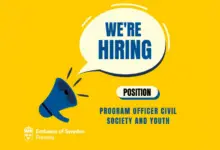 Photo of The Embassy of Sweden in Pretoria is hiring a program officer for Civil Society and Youth