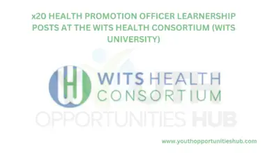 x20 HEALTH PROMOTION OFFICER LEARNERSHIP POSTS AT THE WITS HEALTH CONSORTIUM (WITS UNIVERSITY)