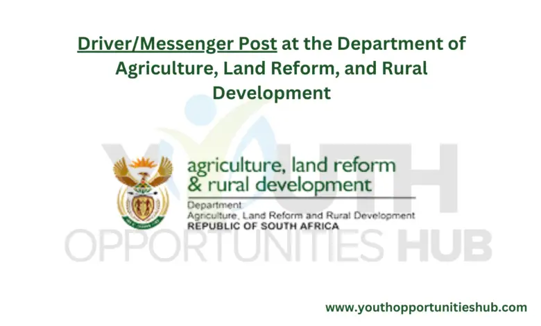 Driver/Messenger Post at the Department of Agriculture, Land Reform, and Rural Development