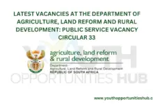 Photo of LATEST VACANCIES AT THE DEPARTMENT OF AGRICULTURE, LAND REFORM AND RURAL DEVELOPMENT: PUBLIC SERVICE VACANCY CIRCULAR 33