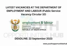 Photo of LATEST VACANCIES AT THE DEPARTMENT OF EMPLOYMENT AND LABOUR (Public Service Vacancy Circular 32)