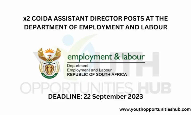 x2 COIDA Assistant Director Posts at the Department of Employment and Labour