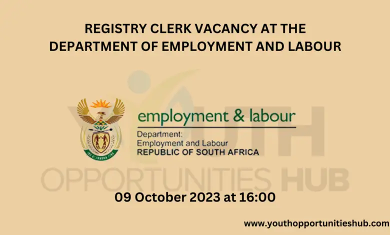 REGISTRY CLERK VACANCY AT THE DEPARTMENT OF EMPLOYMENT AND LABOUR