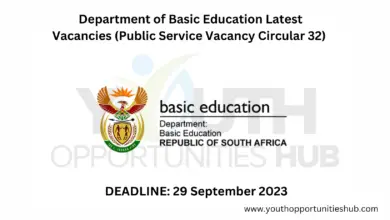 Photo of Department of Basic Education Latest Vacancies (Public Service Vacancy Circular 32)