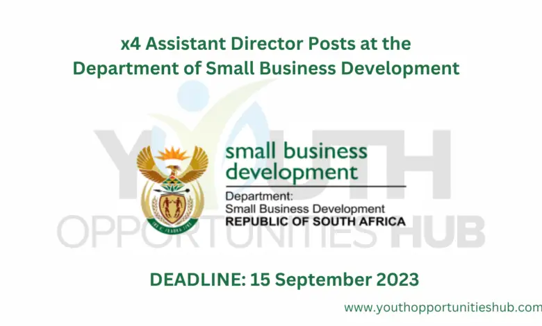 x4 Assistant Director Posts at the Department of Small Business Development