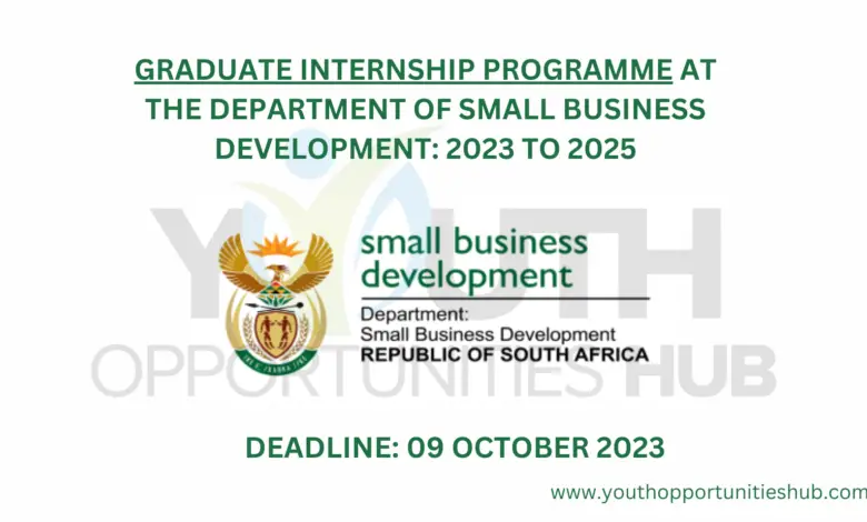 GRADUATE INTERNSHIP PROGRAMME AT THE DEPARTMENT OF SMALL BUSINESS DEVELOPMENT: 2023 TO 2025
