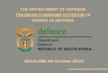 Photo of THE DEPARTMENT OF DEFENCE TRAINING COMMAND DIVISION IS HIRING x6 INTERNS