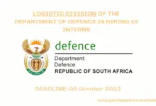 Photo of LOGISTIC DIVISION OF THE DEPARTMENT OF DEFENCE IS HIRING x5 INTERNS