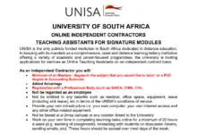 Photo of ONLINE TEACHING ASSISTANTS VACANCIES AT THE UNIVERSITY OF SOUTH AFRICA (UNISA)