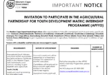 Photo of AGRICULTURAL PARTNERSHIP FOR YOUTH DEVELOPMENT MATRIC INTERNSHIP PROGRAMME (APFYD): WESTERN CAPE DEPARTMENT OF AGRICULTURE