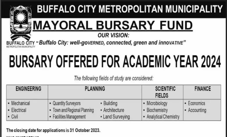 BUFFALO CITY METROPOLITAN MUNICIPALITY MAYORAL BURSARY FUND FOR ACADEMIC YEAR 2024