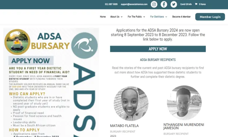 APPLICATIONS FOR THE ADSA BURSARY 2024 ARE NOW OPEN (FOR RSA CITIZENS ONLY)