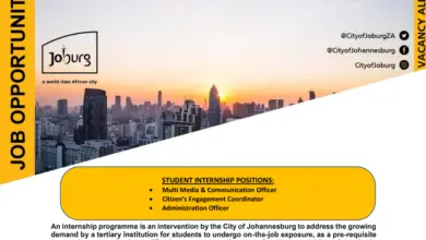 VARIOUS STUDENT INTERNSHIP POSITIONS AT THE CITY OF JOHANNESBURG (Office of the Speaker)