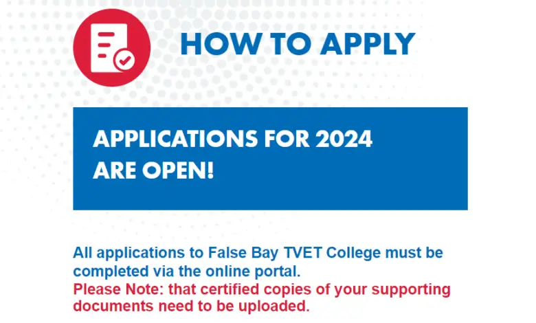 FALSE BAY COLLEGE APPLICATIONS FOR 2024 ARE OPEN! BURSARIES ARE AVAILABLE