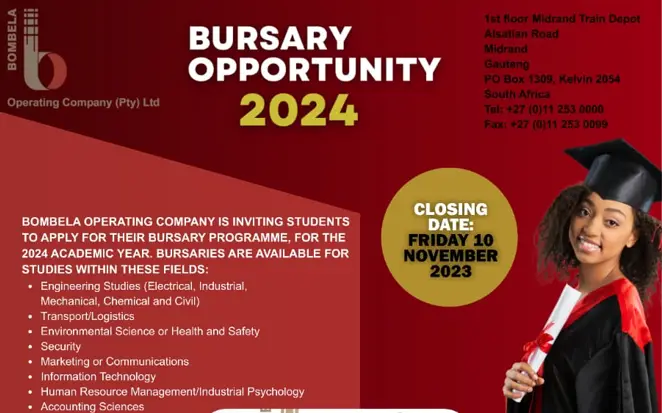 BOMBELA BURSARY OPPORTUNITY 2024 FOR SOUTH AFRICAN YOUTH