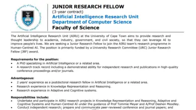 ARE YOU PASSIONATE ABOUT ARTIFICIAL INTELLIGENCE? APPLY FOR AI/COMPUTER SCIENCE JUNIOR RESEARCH FELLOW AT UCT