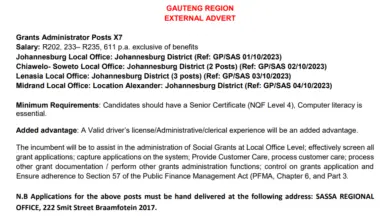 Grants Administrator Posts X7 at SASSA Gauteng Province