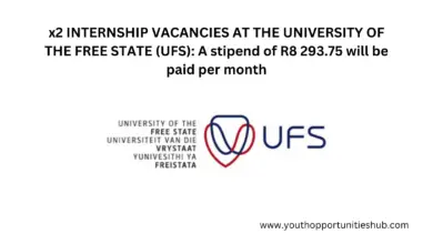 x2 INTERNSHIP VACANCIES AT THE UNIVERSITY OF THE FREE STATE (UFS): A stipend of R8 293.75 will be paid per month