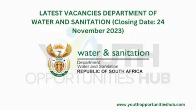 LATEST VACANCIES DEPARTMENT OF WATER AND SANITATION (Closing Date: 24 November 2023)