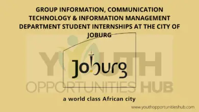 GROUP INFORMATION, COMMUNICATION TECHNOLOGY & INFORMATION MANAGEMENT DEPARTMENT STUDENT INTERNSHIPS AT THE CITY OF JOBURG
