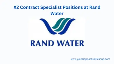 X2 Contract Specialist Positions at Rand Water
