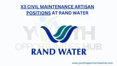 X3 CIVIL MAINTENANCE ARTISAN POSITIONS AT RAND WATER
