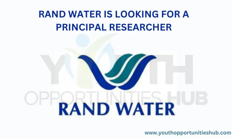 RAND WATER IS LOOKING FOR A PRINCIPAL RESEARCHER