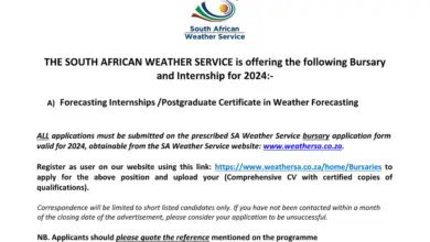 THE SOUTH AFRICAN WEATHER SERVICE BURSARY AND INTERNSHIP 2024