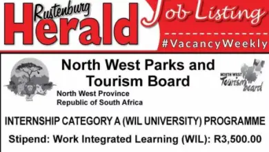 NORTH WEST PARKS AND TOURISM BOARD INTERNSHIP PROGRAMME FOR YOUNG SOUTH AFRICANS