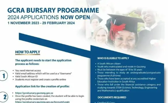 Gauteng City Region Academy (GCRA) 2024 Bursary Applications