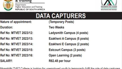Mnambithi TVET College is looking for unemployed youth to temporarily fulfill the role of data capturers