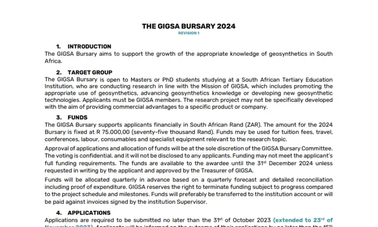 The GIGSA Bursary for Young South Africans