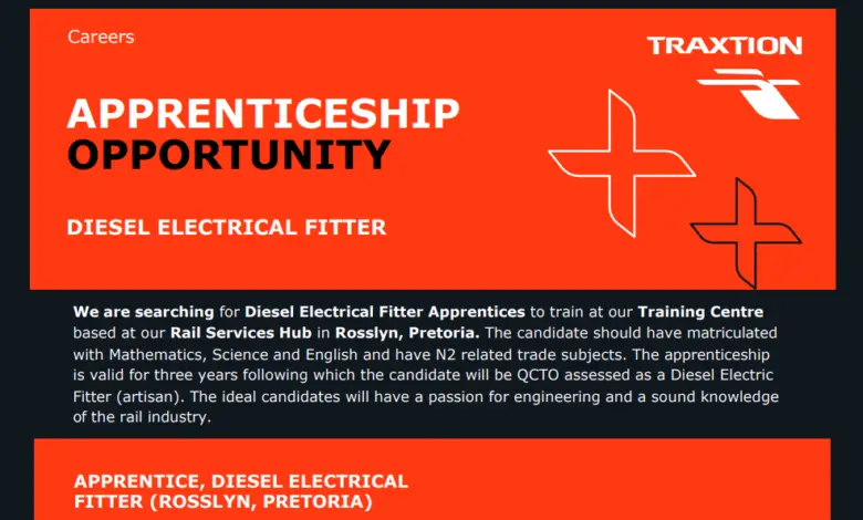 Diesel Electric Fitter Apprentice Opportunity for South African Youth