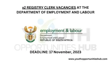x2 REGISTRY CLERK VACANCIES AT THE DEPARTMENT OF EMPLOYMENT AND LABOUR